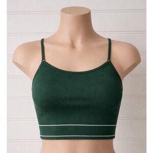 Aerie Ribbed Seamless Camisole Women Small Green Adjustable Straps Tank